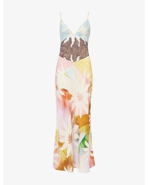 Never Fully Dressed Printed Valeria Woven Maxi Dress - Metallic