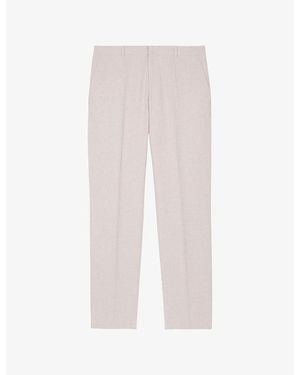 The Kooples Straight-Leg Regular-Fit Cotton And Linen-Blend Trousers - White