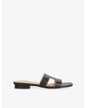 Dune Loupe Smart Slider Leather Sandals - White