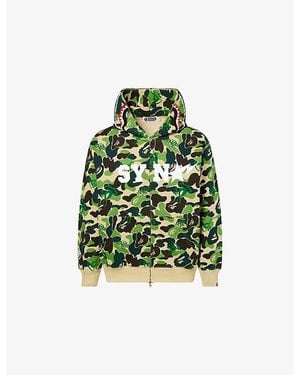 A Bathing Ape Bape X Spotify X Syna Camo Shark Cotton-Blend Hoody - Green