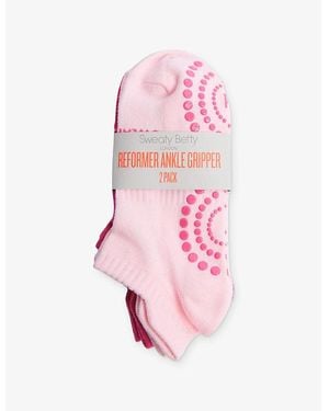 Sweaty Betty Reformer Ankle-Gripper Stretch-Cotton Socks Pack Of Two - Pink