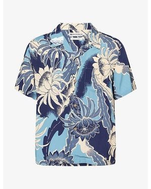 JW Anderson Graphic-Print Short-Sleeve Woven Shirt - Blue