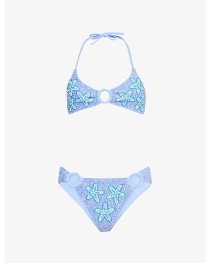 Oceanus Mia's Marina Beaded Bikini Set - Blue