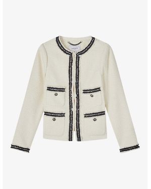 LK Bennett Charlie Collarless Tweed Jacket - White