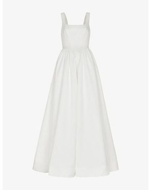 Whistles Lettie Square-Neck Woven Maxi Wedding Dress - White