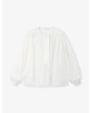 The White Company Round-Neck Relaxed-Fit Woven Blouse - White