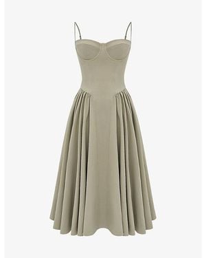 House Of Cb Samaria Corset-Top A-Line Stretch-Cotton Midi Dress - Natural