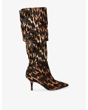 Carvela Kurt Geiger Spirit Slouch Leather Heeled Knee-High Boots - Black