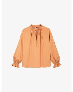 The Kooples Ruffled Relaxed-Fit Woven Blouse - Orange