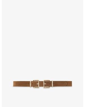 Maje Double Buckle Suede Belt - Natural