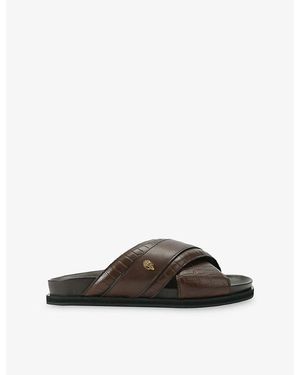 Kurt Geiger Baron Flat Leather Sandals - Brown