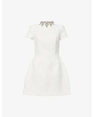 Nadine Merabi Regan Embellished Crepe Mini Dress - White
