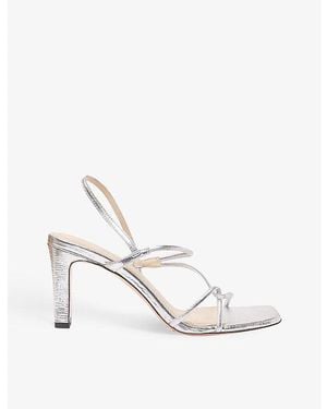 Sandro Faye Metallic Leather Heeled Sandals - White
