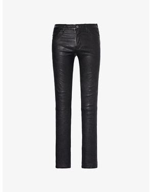 PAIGE Lennox Slim-Fit Tapered Leather Trousers - Black