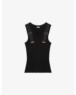 Loewe Ribbed Buckled-Strap Cotton-Blend Tank Top - Black