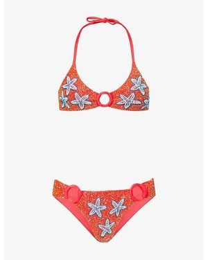 Oceanus Mia's Marina Beaded Bikini Set - Red