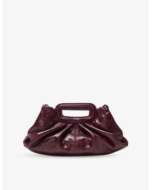 Maje Branded Textured Leather Clutch Bag - Purple