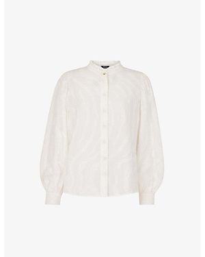 Whistles Animal-Textured Stand-Collar Woven Shirt - White