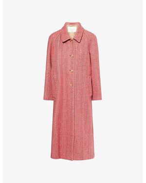 Weekend by Maxmara Ugola Herringbone-Print Wool-Blend Coat - Pink