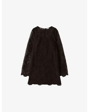 JOSEPH Amira Long-Sleeved Lace Mini Dress - Black