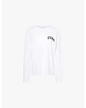 The Couture Club Logo-Print Long-Sleeve Cotton-Blend T-Shirt - White