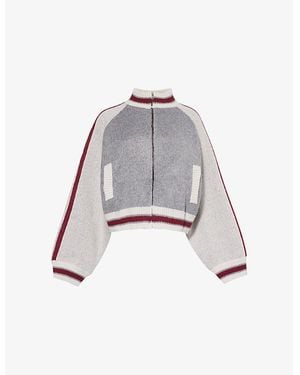 Jaded London Team 85 Relaxed-Fit Knitted Bomber Jacket - Grey
