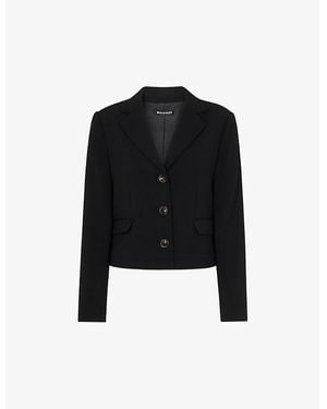 Whistles Single-Breasted Cropped Crepe Blazer - Black