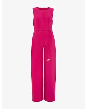 Phase Eight Marta Belted-Waist Woven Jumpsuit - Pink