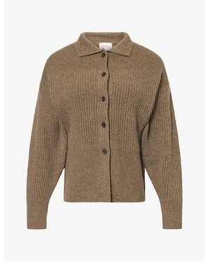 LeKasha Ribbed Long-Sleeve Cashmere Knitted Cardigan - Green