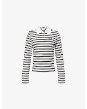 Samsøe & Samsøe Sadonell Long-Sleeve Stretch-Knit Rugby Top - White