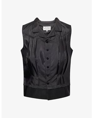 Maison Margiela Pleated Sleeveless Woven Top - Black