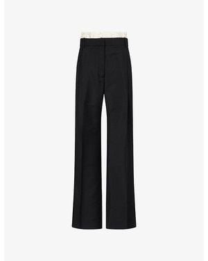 RÓHE Frames Boxer-Detail Wide-Leg Wool Trousers - Black