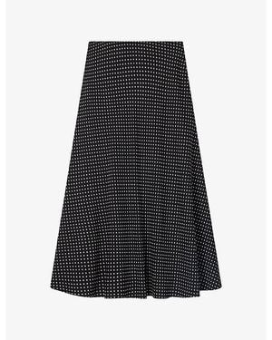 Whistles Polka-Dot Flared Woven Midi Skirt - Black
