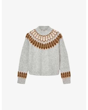 AllSaints Clyde Funnel-Neck Stretch Wool And Alpaca-Blend Sweater - White