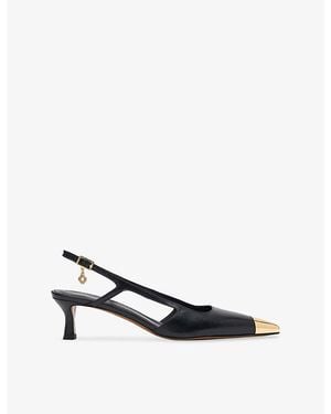 Maje Kitten-Heel Leather Sling-Back Court Shoes - Black