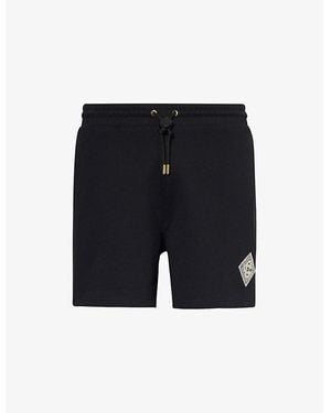 CASABLANCA Brand-Patch Two-Slip-Pockets Mid-Rise Relaxed-Fit Organic-Cotton Shorts - Black