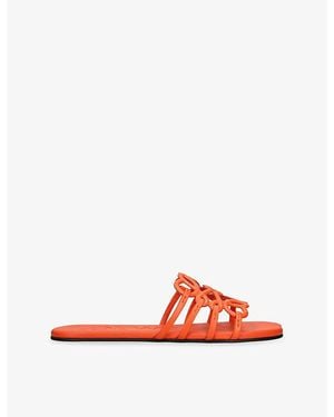 Loewe Petal Anagram Leather Slides - Red
