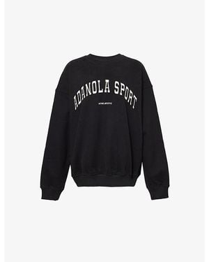 ADANOLA Logo-Embroidered Relaxed-Fit Cotton Sweatshirt - Black