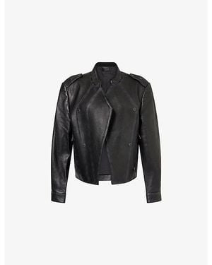 TEAM WANG design Acceptance Open-Front Leather Jacket - Black