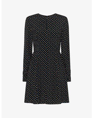 Whistles Scattered Hearts Graphic-Print Woven Mini Dress - Black