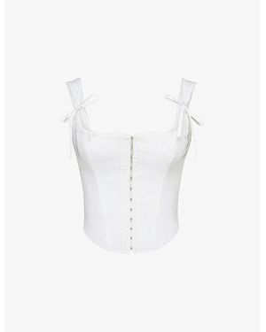 トップス Kikki Corset Top. House of CB House Of Cb Kikki Bow Crop Lace-Up Stretch Cotton Twill Corset Top