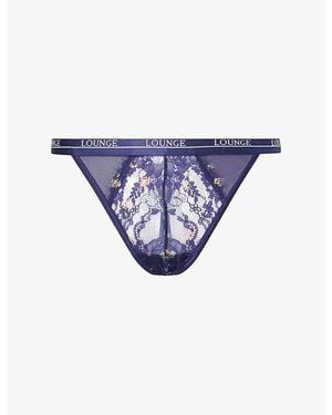 Lounge Underwear Entice Floral Lace Thong - Purple