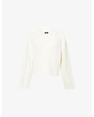 ME+EM Button-Up Knitted Cotton And Linen Jumper - White