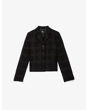The Kooples Checked Regular-Fit Wool-Blend Jacket - Black