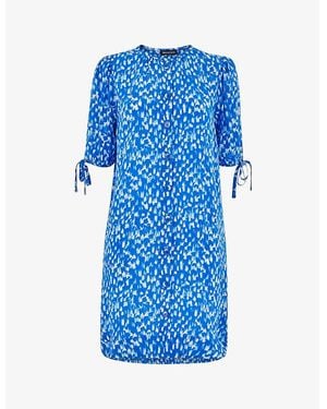 Whistles Frankie Speeding-Squares Relaxed-Fit Woven Mini Dress - Blue