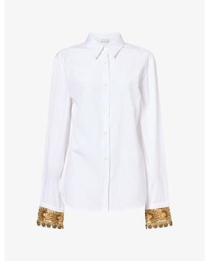 Dries Van Noten Bead-Embellished Embroidered Cotton Shirt - White