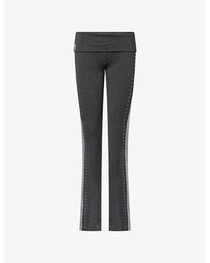 Jaded London Fold-Over Studded Stretch-Jersey Trousers - Black