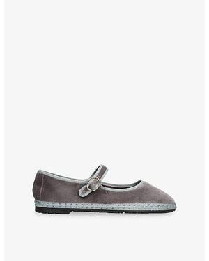 Flabelus Sampson Velvet Ballet Flats - White