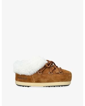 Moon Boot Evx Suede And Shearling Mules - Brown