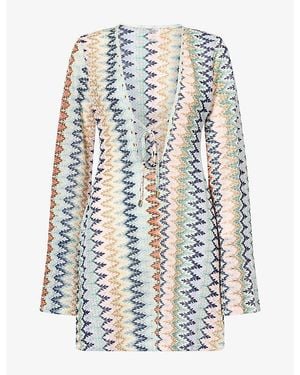 Cheap Monday Montego Plunge-Neck Knitted Mini Dress - Blue
